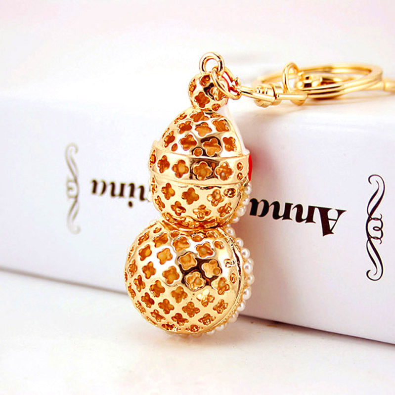 Wholesale Christmas Zinc Alloy Cartoon Pearl Snowman Keychain